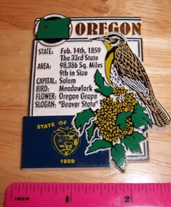 Oregon fridge magnet with state facts, bird and flag, beautiful magnet! - Picture 1 of 1