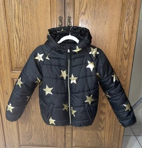 Girl's R1881 by S. Rothschild Puffer Coat Black with Gold Stars Size L 14 - Picture 1 of 16