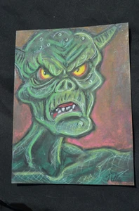 Original Art Ghoul Halloween Pastel Black Paper Nicole Swanbeck 9x12" - Picture 1 of 3