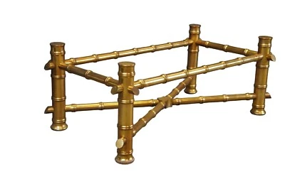 Mesa de cóctel vintage Hollywood Regency dorada imitación bambú base 41" Foto 1 de 4