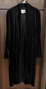 JS Collections Vintage Coat Velvet Long Black Swing-Open - S - Picture 1 of 4
