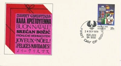1979 Austrália - 25c Natal FDC - FDI Adelaide SA 5000 PMK - Imagem 1 de 2