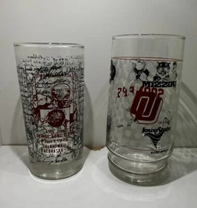 Lot of (2) Oklahoma Sooners Glasses NCAA Football (1979 & 1990) - Picture 1 of 9