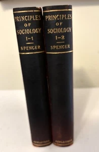 Principles of Sociology - Herbert Spencer-1896-2 Volumes - I-1 & I-2 - Leather - Picture 1 of 15