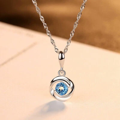 BENIAMINO Damen Kette mit Anhänger 925er Sterling Silber Sky Blue Topas VVS OVP
