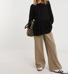 JD WILLIAMS LADIES BLACK CRINKLE OVERSIZED RAGLAN SMOCK TOP NEW (ref 191) SALE - Picture 1 of 4