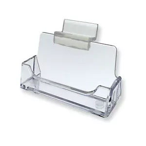 Slatwall Clear Plastic Business Card Holder Display Stand Desk Rack Qty 2 - Picture 1 of 3