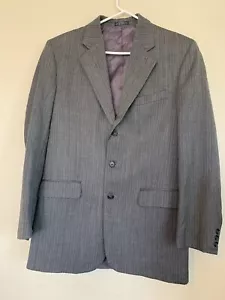 Oleg Cassini Sport Suit Coat Size 40L Herringbone Pattern Gray 3-Button Wool - Picture 1 of 12
