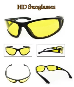 Pilot Sunglasses Night Vision Driving Glasses Yellow Lens Anti Glare UV400 - Picture 1 of 4