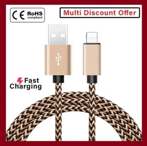 3m Long Braided Heavy Duty Charging & Data Sync Cable for iPhone, iPad, iPod - Picture 1 of 22