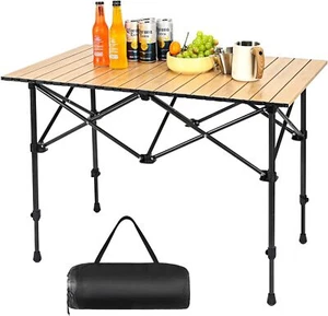 Camping Table Folding Camp Table Roll Up Surface Lightweight, Collapsible Height - Picture 1 of 9
