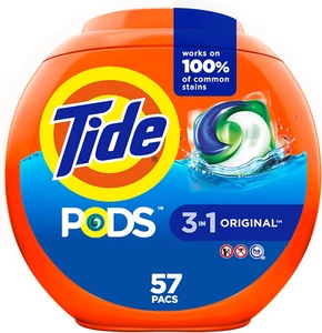 PODS Liquid Laundry Detergent Soap Pacs, HE Compatible, 57 Count Original Scent - Picture 1 of 12