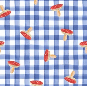 0.5 metre Toadstool Gingham Indigo Lewis & Irene 100% Cotton Fabric 112cm - Picture 1 of 2
