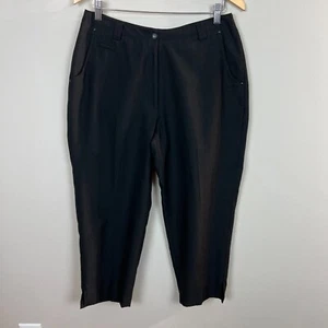 Jamie Sadock Pants Womens 10 Black Golf Capri Cropped Sport Nylon Blend Solid - Picture 1 of 11