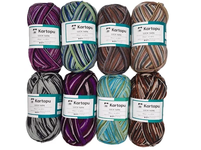 Sockenwolle Strumpfwolle Sparset – 8x 100g pro Knäuel, 4-fädige Wolle -800gr Set - Bild 1 von 2