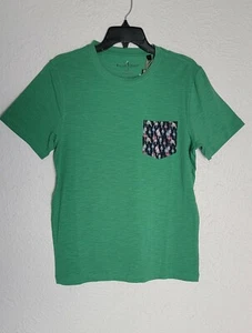 NWT $68 Tailor Vintage Men's Small Pocket Tee Shirt Lebrachaun Green Navy Coral  - Picture 1 of 6