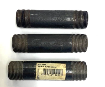 LDR STEEL PIPE NIPPLE SIZE OF 3/4" X 4" THREAD- 14 MALE NPT ***LOT OF 3 - Image 1 of 4