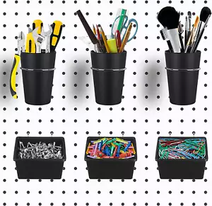 6 Sets Pegboard Bins & Cups with Hooks for Organizing Accessories Tools Storage - Bild 1 von 6