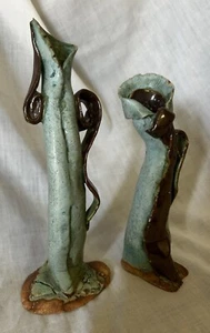 Funky handgefertigte Kunstkeramik Kerzenständer Halter Paar - Bild 1 von 7