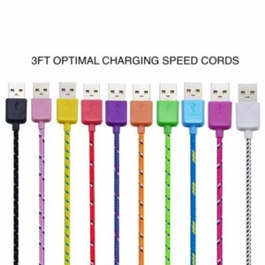 Fabric Braided USB Data Cable charger FOR iphone X 8 7 6 5C 4S micro android 3.0 - Picture 1 of 16