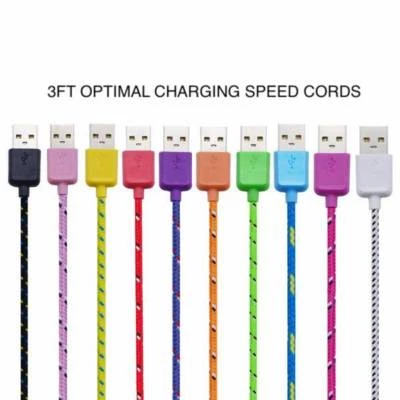 Fabric Braided USB Data Cable charger FOR iphone X 8 7 6 5C 4S micro android 3.0 - Image 1 of 4