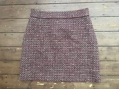 Laura Ashley Moon Wool & Mohair Blend Skirt Size UK 18 Deep Red & Cream Lined - Image 1 of 4