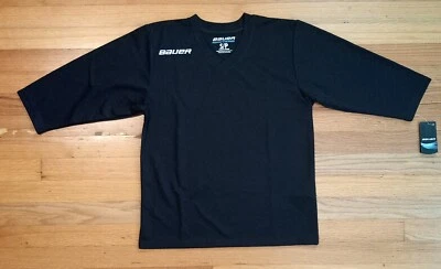 Bauer Team Black Hockey Jersey Boys Sweater Youth Blank Practice Ice Logo s - Image 1 of 4