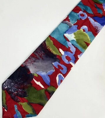 Corbata floral Bergere para hombre vintage granate azul verde 4" X 62" Foto 1 de 4