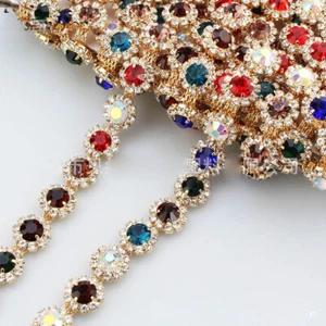5 Yard Crystal Rhinestone Ribbon Chain Trim DIY Wedding Bridal Applique Sewing - Picture 1 of 6