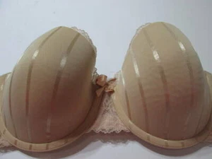 Felina Size 36D Bra Beige Underwired Lined Lace Strapless Adjustable Striped - Picture 1 of 7