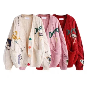 Moda Donna Maglioni Oversize Bottone Sciolto Morbidi Cardigan Cappotti Donna Giacca - Foto 1 di 15
