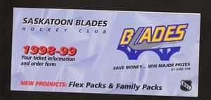 Saskatoon Blades--1998-99 Season Ticket Brochure--WHL