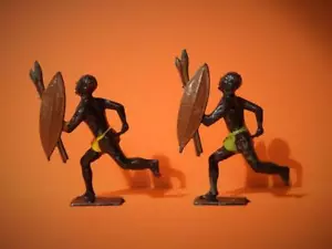 JOHILLCO VINTAGE 1920-30s LEAD RUNNING ZULU WARRIORS x 2 JOHN HILL & COMPANY - Picture 1 of 7