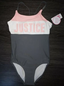 Girls justice one piece logo swimsuit size 6 brand new - Picture 1 of 2