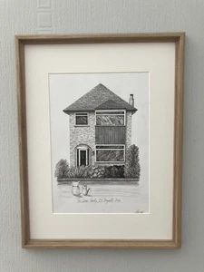 Custom Hand-Drawn House Pen and ink/Pencil Illustration; new home gift, personal - Picture 1 of 5