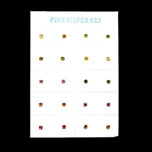 925 Sterling Silver Earrings Round Tourmaline Natural Gemstone Jewelry 10pairs - Picture 1 of 14