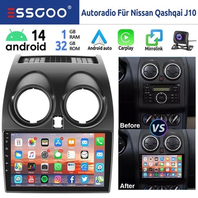 9" Autoradio Android CarPlay 32GB NAVI Für Nissan Qashqai J10 2007-2013 WIFI KAM - Bild 1 von 4