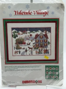 DIMENSIONS "YULETIDE VILLAGE" COUNTED CROSS STITCH KIT 14" X 11" 1989 - Picture 1 of 2