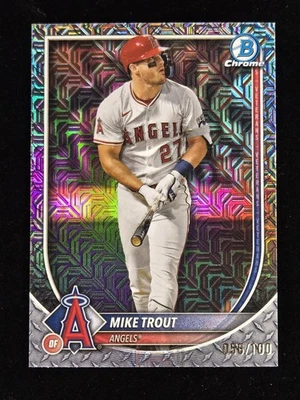 2025 Bowman Chrome No27 Mike Trout СТАЛЬНОЙ МЕТАЛЛ Mojo Refractor 056/100 Angels - Изображение 1 из 3