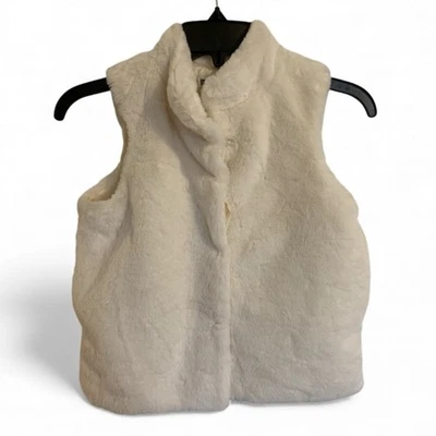 Epic Threads Faux Fur Vest ivory off white cream size small lined button up NEW! - Image 1 of 4