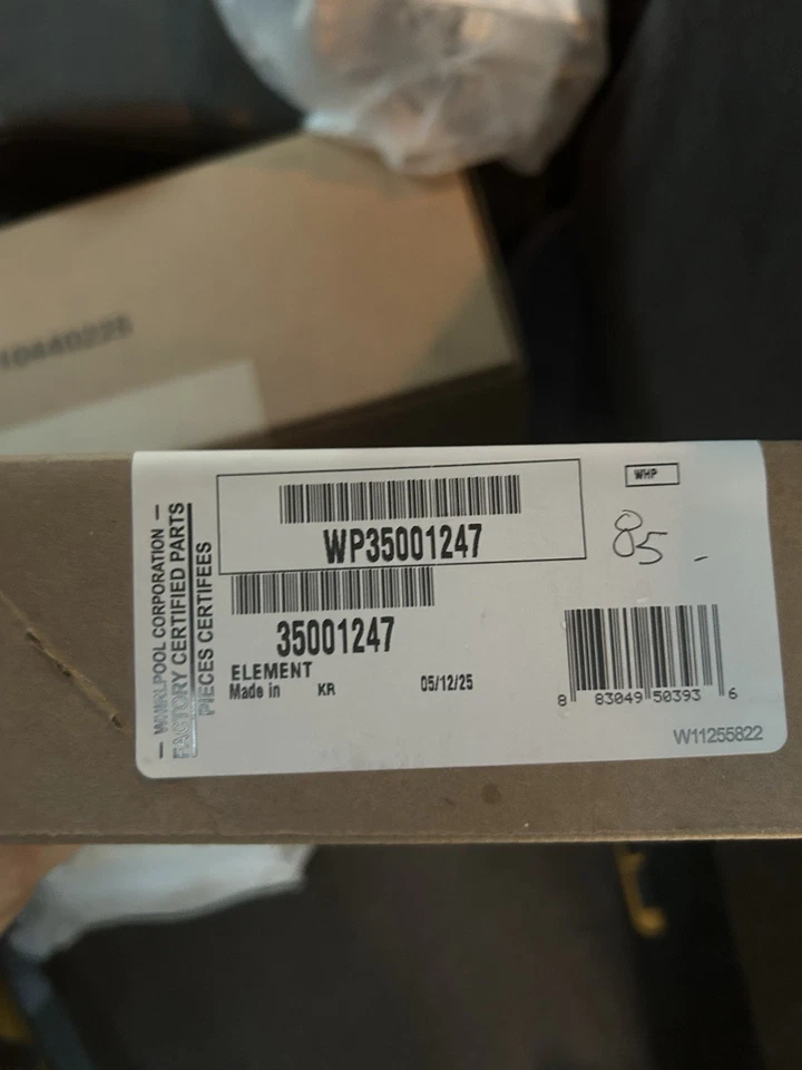 Elemento de aquecimento para secadora Whirlpool WP35001247 FABRICANTE DE EQUIPAMENTO ORIGINAL - Imagem 1 de 1