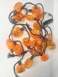 Halloween Lichterkette LED Blinklichter Jack O Laterne Blasform Kürbisse 2 Ständer - Bild 1 von 5