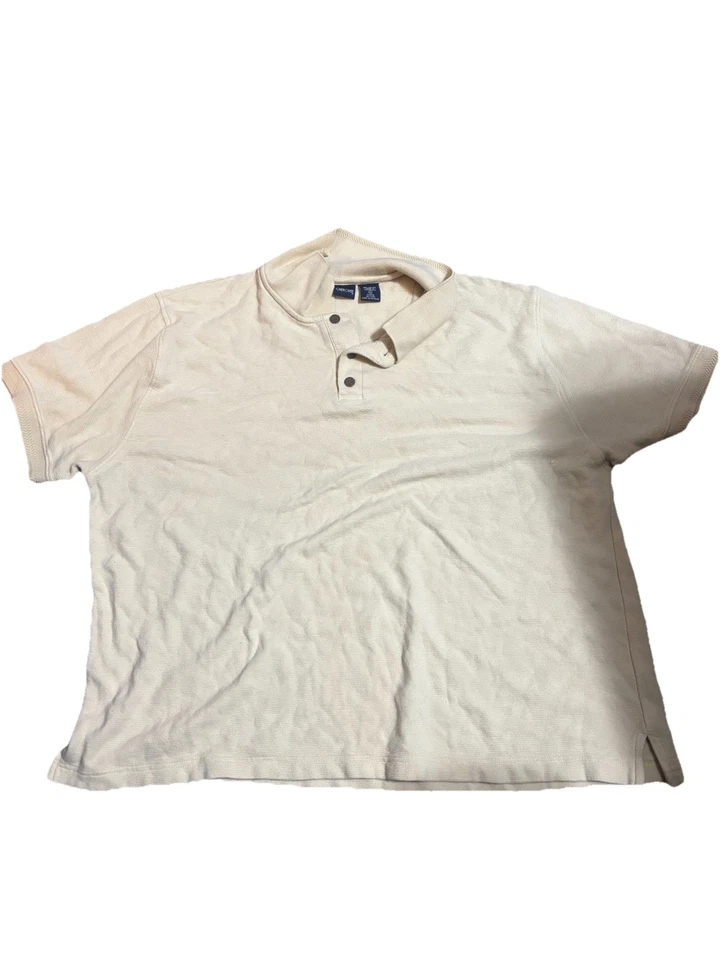 Camisa polo Cherokee Henley a rayas amarillas manga corta para hombre XL 100 % algodón Foto 1 de 2