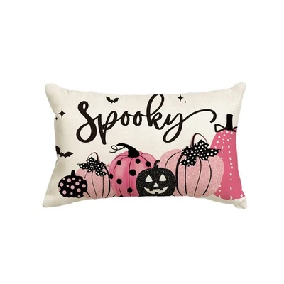Halloween Spooky Polka Dot Pumpkin Throw Pillow Cover, 12 x 20 Inch - Image 1 of 4
