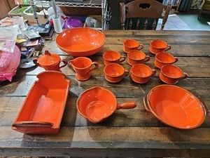 Vintage Set Of 14 Metlox Poppytrail Red Rooster 🐓 - Picture 1 of 12