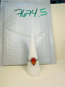 Bomb Party Sz8 BP Ring Fashion Jewelry RBP Bicolor Teardrop Red/Orange Rhodium P - Picture 1 of 9