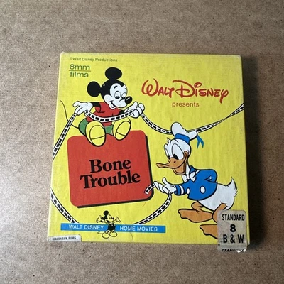Bone Trouble 8mm Film Walt Disney Cartoons #1421 SUPER 8 Silent B&W Home Movie Foto 1 de 3