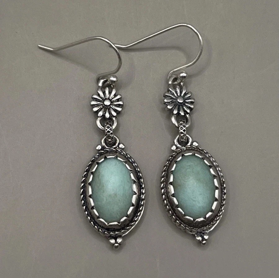 Brincos femininos Lucky Brand perfurados folheados a prata detalhes semipreciosos - Imagem 1 de 4