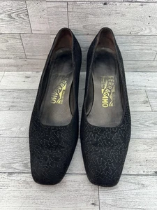 Salvatore Ferragamo Shoes Womens Size 6.5 B Block Heel Patterned Suede Italy - Picture 1 of 13