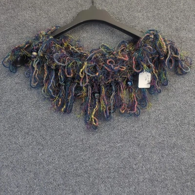 NUEVO Bufanda Capucha Tejida a Mano Cuentas Caramelo Rayas Ombre Crochet Boho Flecos Foto 1 de 4